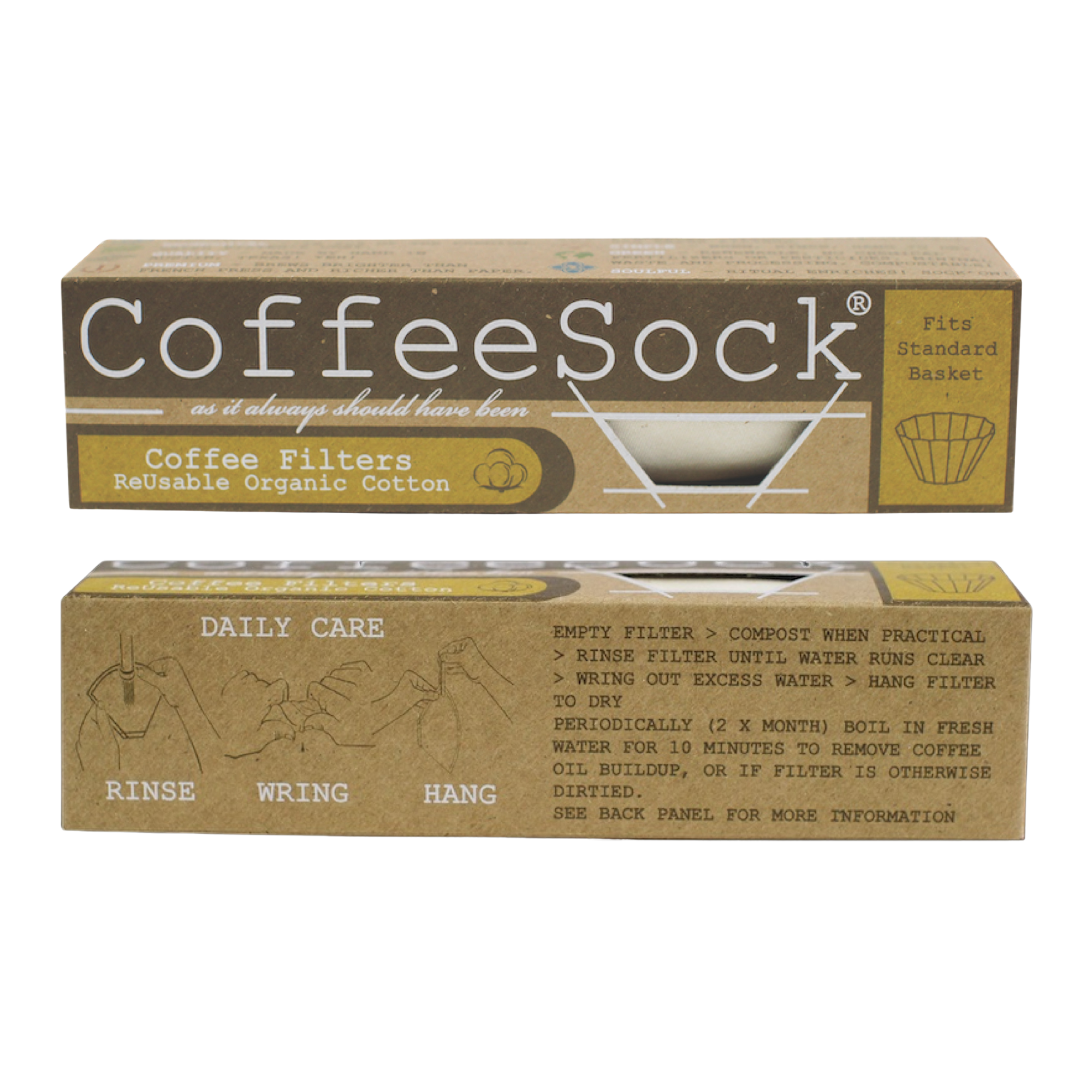 Reusable, Environmentally Friendly Coffee Sock (Filter 2 pack)